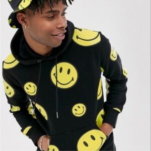 Chinatown Market x Smiley All Over Smiley Hoodie Sz M emoji Winter streetwear